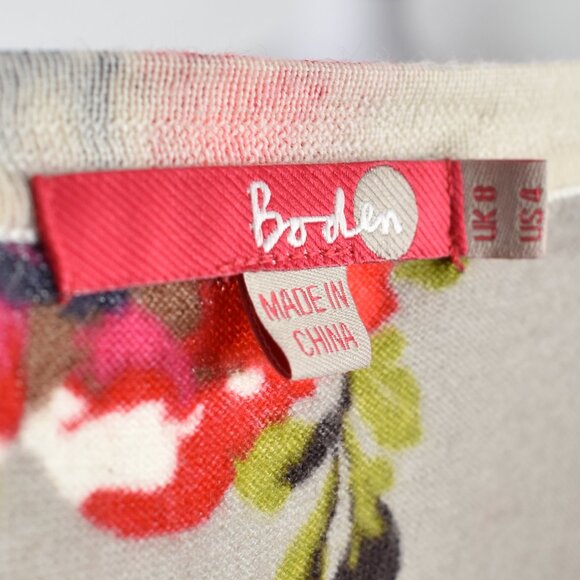 Boden Floral Rose Wool Cardigan Sweater - 4 - Picture 8 of 9